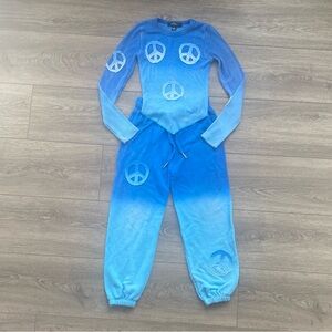 FBZ Blue Tie Die Peace Sign PJ Set size 5
